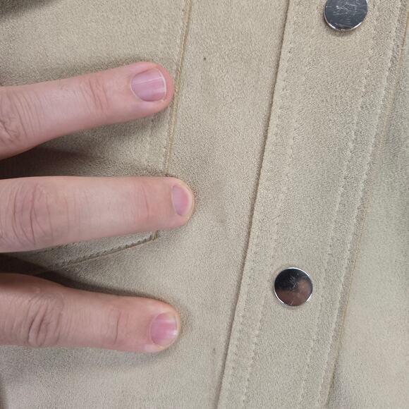 Zara Oversized Jacket Womens M Faux Suede Snap Front Tan/Beige Shacket - Picture 11 of 12